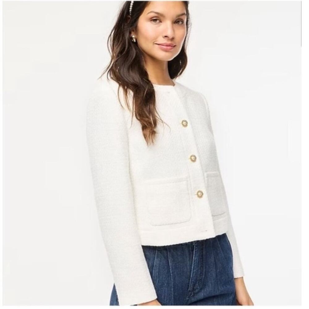 NWT J.Crew Tweed Lady Jacket in White Size 22‎